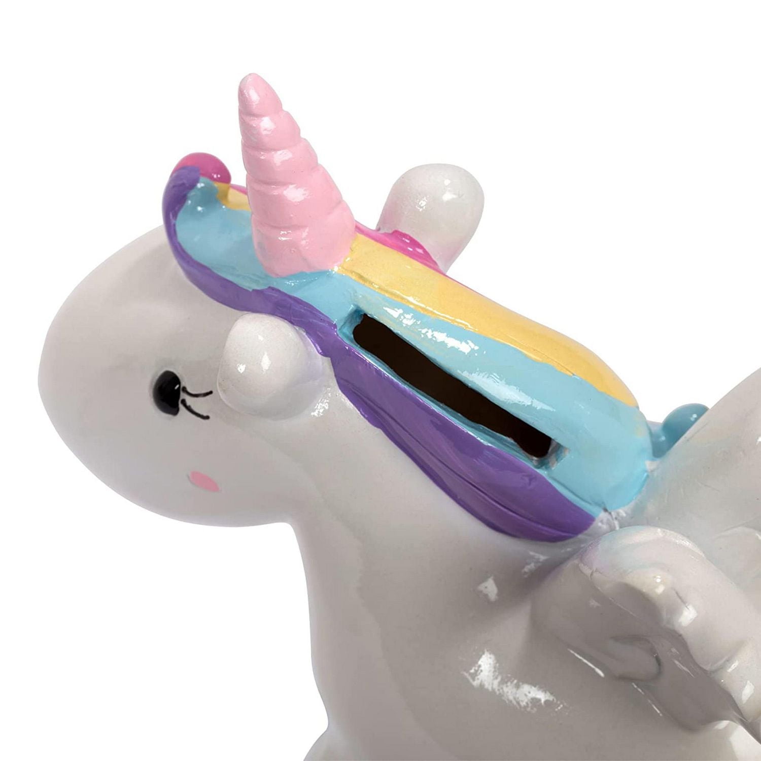 Truu Design Cute Novelty Polyresin Unicorn Kids Money Bank, 7.5 x 2.75 x 6.25 inches, Multicolour