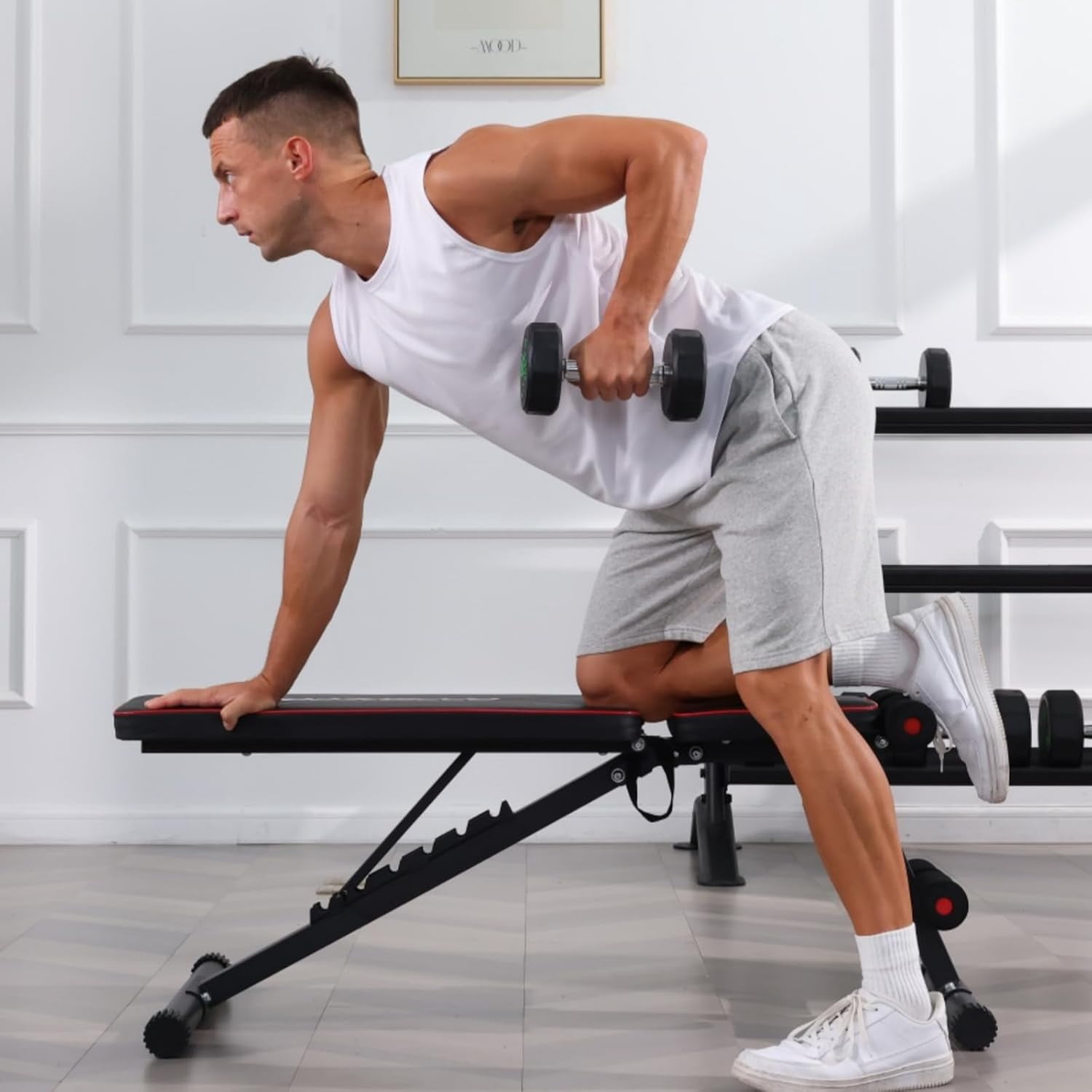 OPPSDECOR Foldable Adjustable Weight , 8 Adjustable Backrests Incline/Flat/Decline Sit up , Versatile 660LBS Workout  for Home Gym