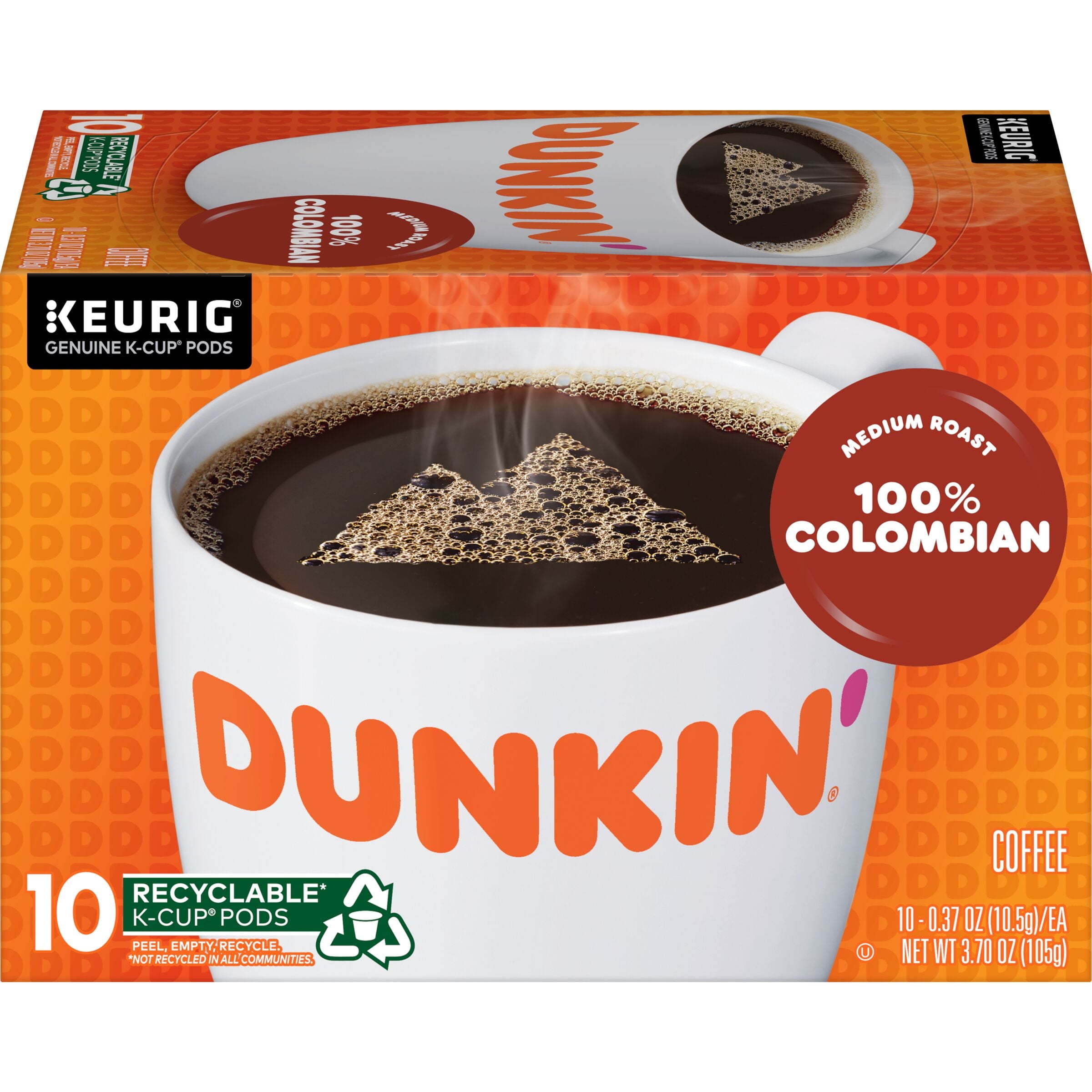 (60 Count) Dunkin' 100% Colombian, Medium Roast, K-Cup Coffee Pods