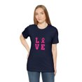 thumbnail image 6 of Love Pink Color Fight Breast Cancer Unisex Jersey Short Sleeve T-shirt, 6 of 12