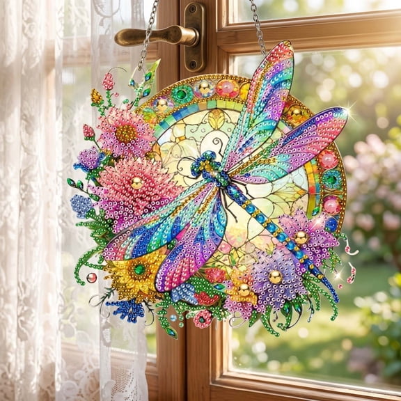 PLPPYFS Stained Acrylic Window Hanging, Colorful Sun Catchers Diamond Art Acrylic Panel Hangings Cute Birds Suncatcher Decor for Birthday Christmas for Women, Men, Wife, Aunt, and Mom 7.87 in