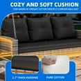 thumbnail image 6 of Dextrus 3-Seat Outdoor Wicker Porch Swing with LED Lights & Black Cushions, Patio Hanging Chair, 6 of 10