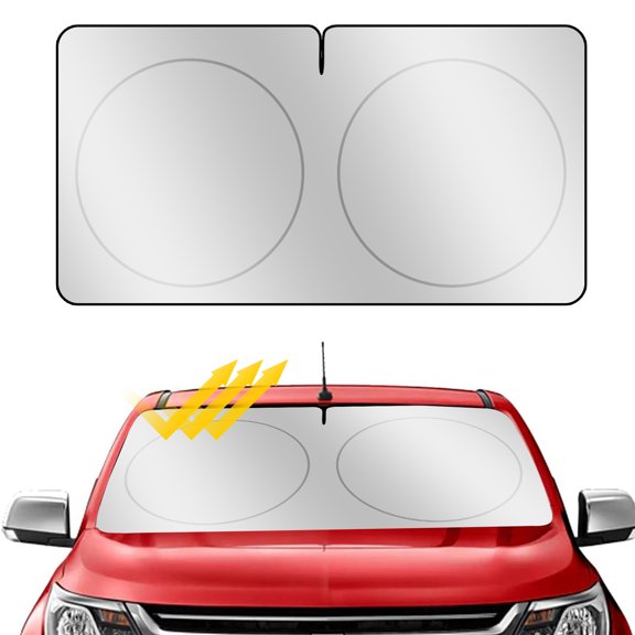 KANCOKIT Car Windshield Sun Shade, Foldable Windshield Sun Shade with Opening, Universal Front Windshield Sun Visor for Cars Trucks Sedans SUVs, Silver