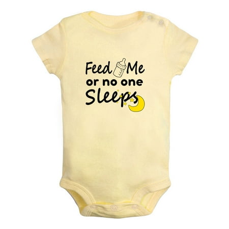 

Feed Me or No One Sleeps Funny Rompers For Babies Newborn Baby Unisex Bodysuits Infant Jumpsuits Toddler 0-12 Months Kids One-Piece Oufits (Yellow 6-12 Months)