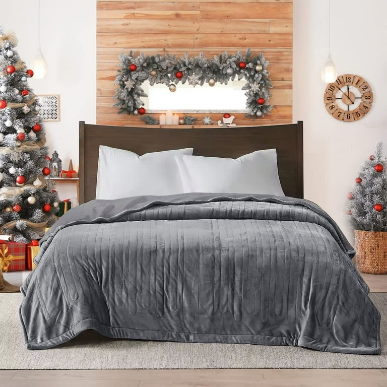 CozyHom King Electric Blanket Flannel Dual Control 10 Heat Settings Auto Off Timer Grey Walmart