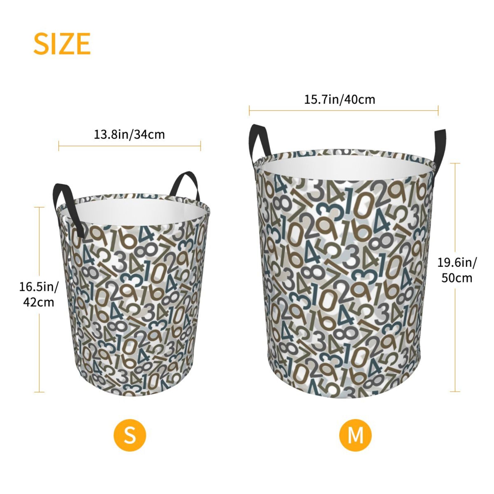 Large Laundry Basket with Handles - Math Print color Kids Baby Dirty Clothes Laundry Hamper for Bedroom Aesthetic