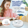 thumbnail image 4 of Multifunctional Discman CD Player with Bluetooth, FM, Headphones, Repeater, Learning Machine, USB Stereo Speaker White, 4 of 7