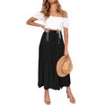 thumbnail image 3 of Wassery Women Summer Bohomian Elastic High Waist Boho Maxi Skirt Casual Drawstring 3 Tiered Ruffle A Line Long Skirts, 3 of 5