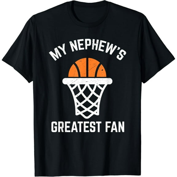 Basketball Aunt or Uncle My Nephew's Greatest Fan Funny Creative Graphic T-Shirt