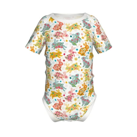 

Yiaed Boho Bunny Print Infant Climbing Short Sleeve Onesie One-Piece Baby Bodysuit Clothes 0-12 Months -18 Months