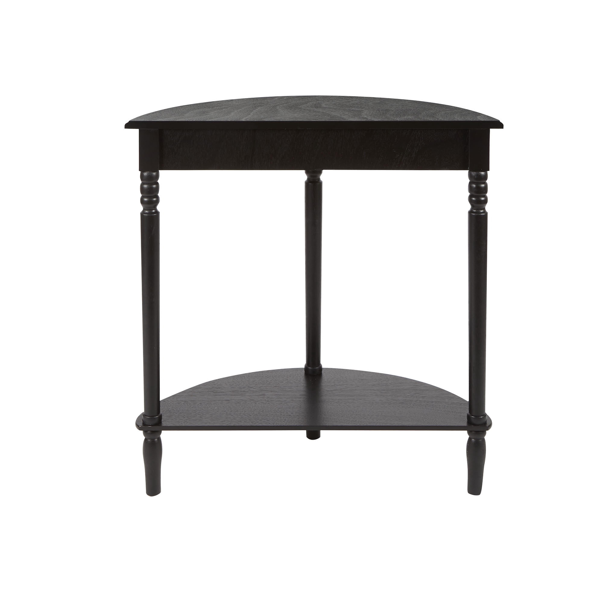 Decor Therapy Simplify Half Round Accent Table, Shelf Side, 28.5" x 28.5" x 12" - Black