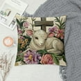 thumbnail image 2 of Awypu  Easter Blessings Sheep Decorative Throw Pillow Covers He is Risen Religious Cross Purple Porch Patio Outdoor Pillowcase, Lily Flower Eggs Butterfly Cushion Case Home Decor, 2 of 5