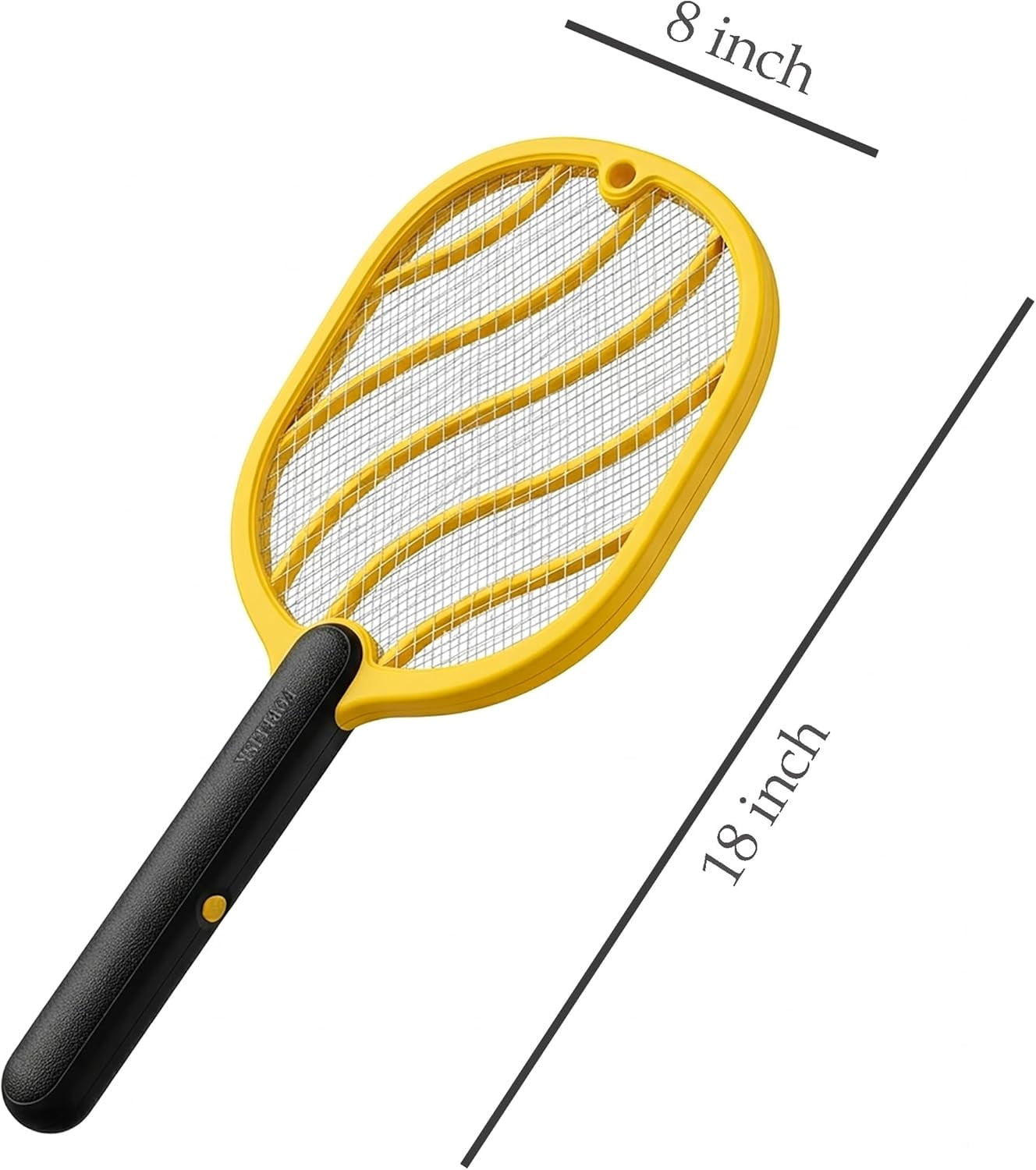 Electric Fly Swatter – Battery Powered Bug Zapper Racket with 2 AA Batteries Included, 3-Layer Safety Mesh, Handheld for Indoor, Outdoor, Home, Bedroom, Kitchen, Office, Backyard, Patio