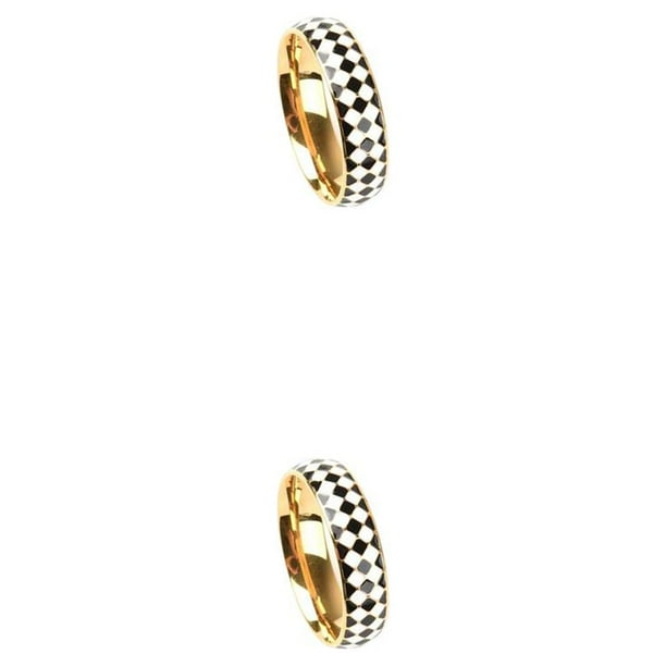 Anillo con diseño de tablero de ajedrez Sonducket joyería elegante para mujer Dorado Talla 9 2piezas