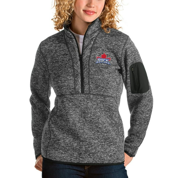 Women's Antigua Heathered Charcoal Toronto Rock Fortune Half-Zip Pullover Jacket
