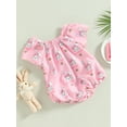 thumbnail image 3 of Wassery Baby Girls Romper Rabbit/Heart/Animal Print Short Sleeve Crew Neck Jumpsuits Infant Summer Casual Bodysuits 0-18M, 3 of 8
