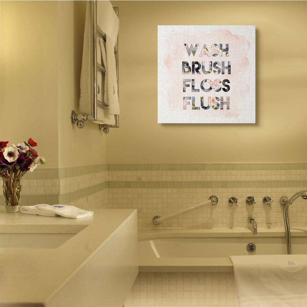 Stupell Industries Wash Brush Floss Flush in Floral Typography Designed by Tara Moss