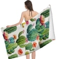 thumbnail image 3 of PHYHOO  Cactus Watercolor Flowers Microfiber Sand Free Beach Towel Oversized Quick Dry Absorbent for Pool Swimming Bathroom Beach Towel 30x60in, 3 of 8