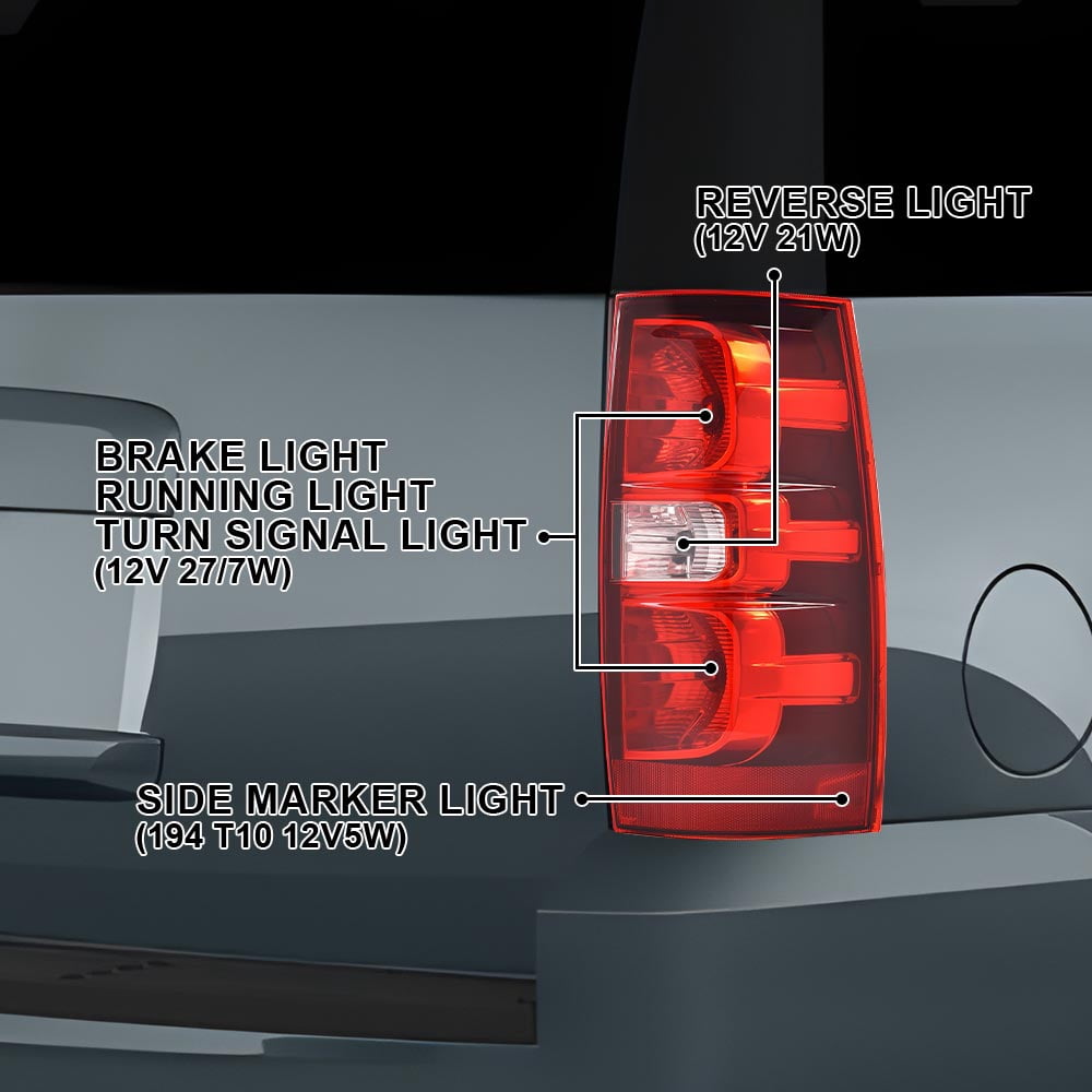 CROSSDESIGN Tail Light Fit for Chevrolet Tahoe Suburban 1500 2500 2007-2014 Tail Lamp