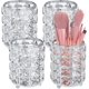 thumbnail image 1 of KAIYANG 4 paquetes de organizadores de brochas de maquillaje de cristal, soporte para cosméticos con brillantes, almacenamiento de lápices (dorado) plateado, 1 of 5