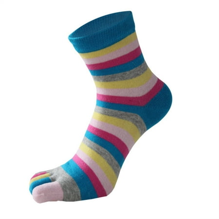 

MIARHB Women s Fashion Rainbow Socks Breathable Five-Toe Sock Middle Tube Home Socks