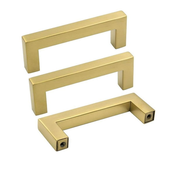Goldenwarm Poignées de Tiroir en Laiton Brossé pour Armoire de Cuisine - LSJ12GD90 Poignées de Tiroir Modernes Dorées Trous de 3-1/2 Pouces Centres de Salle de Bain Poignées de Commode 1 Pack