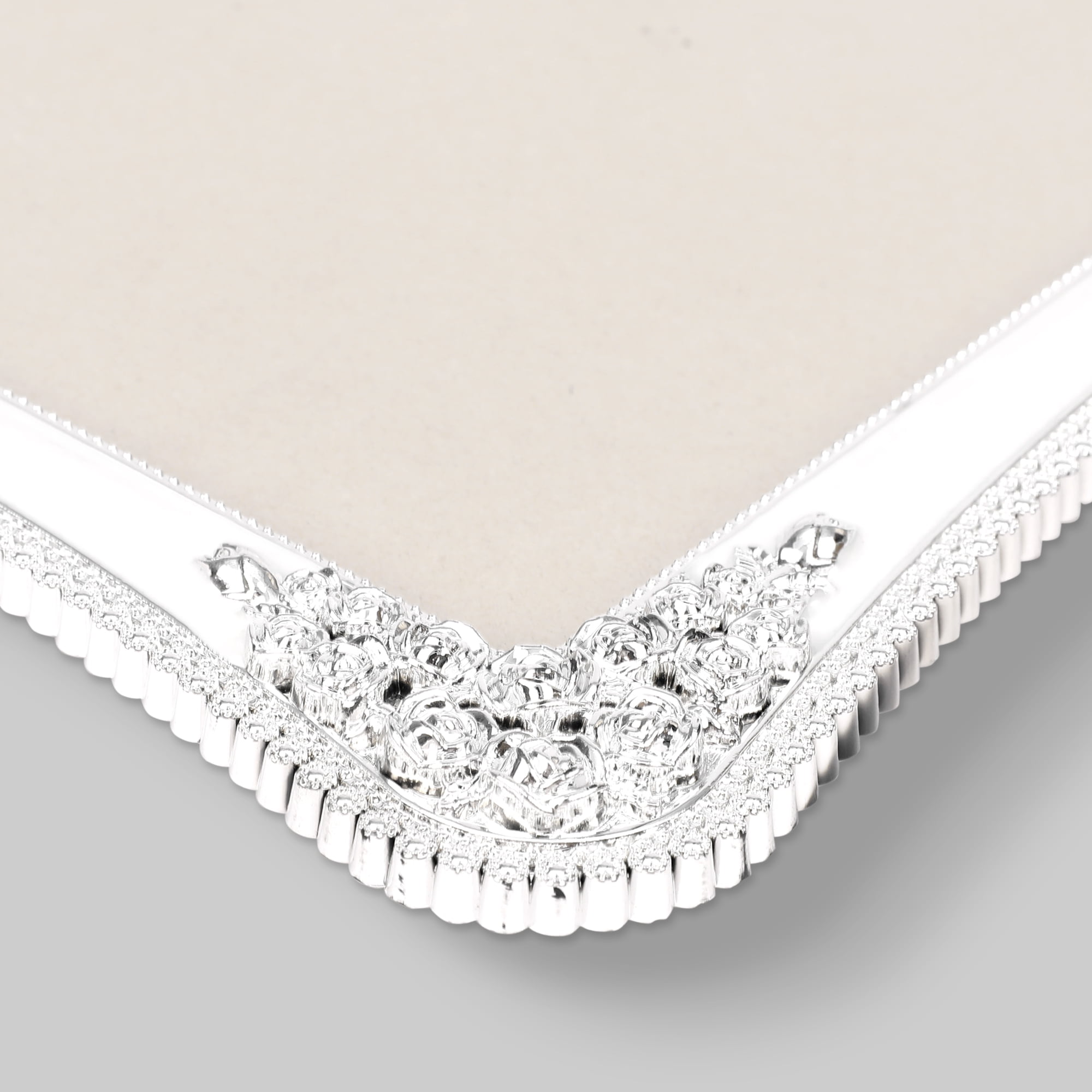 Unique Bargains Plated Picture Frame with Crystal Tabletop Decor Silver and White 5x7 in Silver and White -2Pcs 7x10