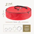 thumbnail image 2 of 2 Pack Oxford Christmas Wreath Storage Container 36 Inch - Wreath Bag for Artificial Wreaths Box - Waterproof Fabric, Dual Zippered Wreaths Storage Bag With Strong Durable Handles - Red, 2 of 8