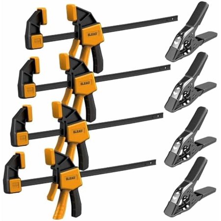 8-Piece Bar Clamps for Woodworking - 4 Pcs 12 inch Bar Clamps with 150 LBS Load Limit 4 Pcs Heavy Duty Metal Spring Clamps Quick Release Triggers$$Tools & Hardware Other