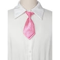 thumbnail image 4 of INSPIRE CHIC Corbata de uniforme linda preatado de rayas cortas para mujeres, casual escolar, talla única, rosa caliente, 4 of 6