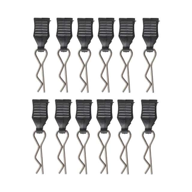 12 clips para carrocería de coches RC. Pasadores resistentes y prácticos para mejorar coches RC. Accesorio para proyectos DIY. Pasadores R para 16208