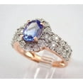 thumbnail image 3 of 2Ct Oval Cut Simulated Blue Tanzanite Ring Halo Engagement Ring 14k Rose Gold Plated, 3 of 5