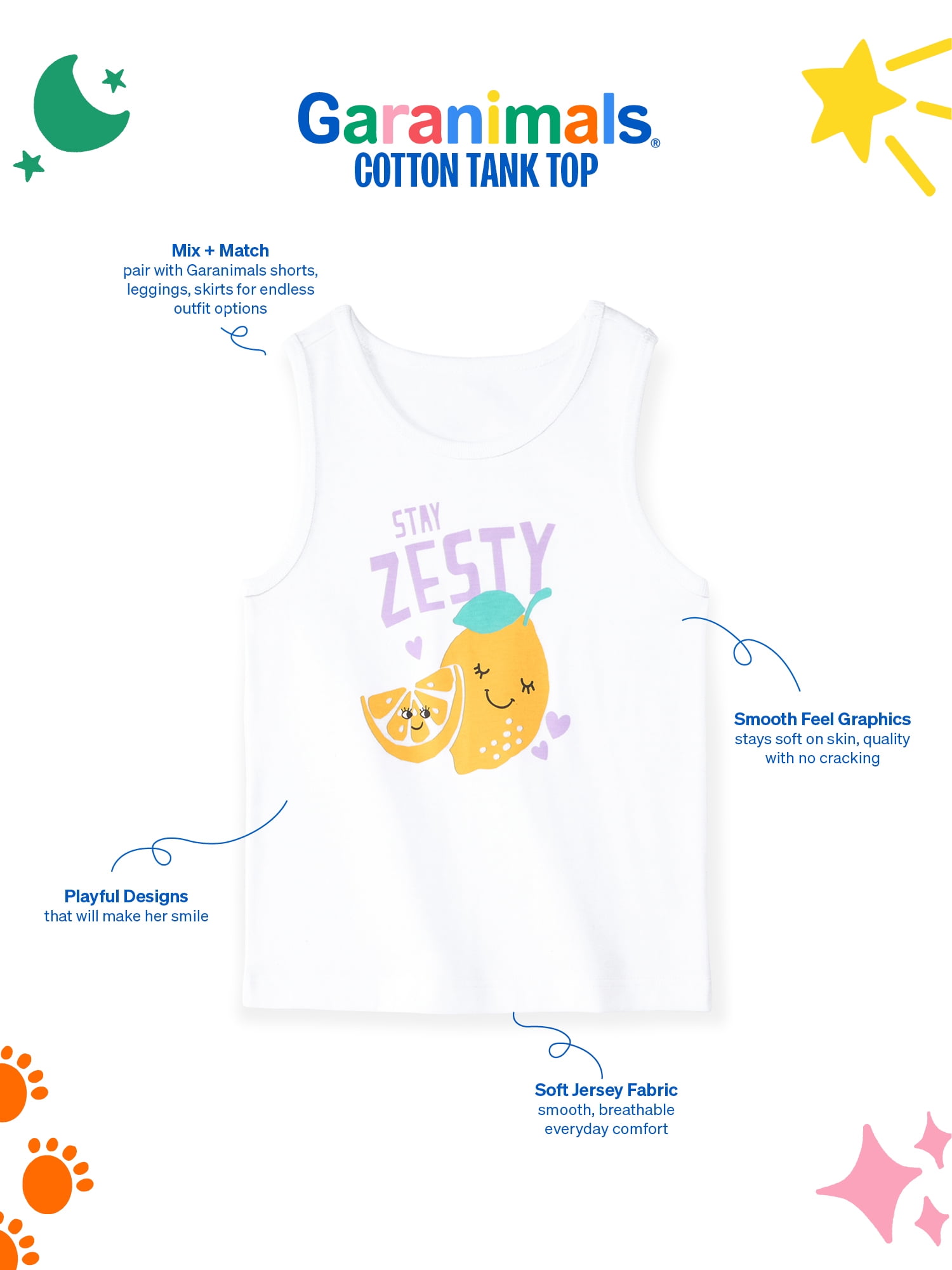 Garanimals Newborn, Baby & Toddler Girl Cotton Graphic Tank Top, Sizes 0-6T