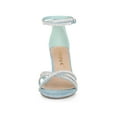 thumbnail image 2 of BLISSFUL STEP Outfit Women's Shoes Rhinestone Crisscross Strappy Block Heel Faux Suede Ankle Buckle Sandals SkyBlue 10, 2 of 8