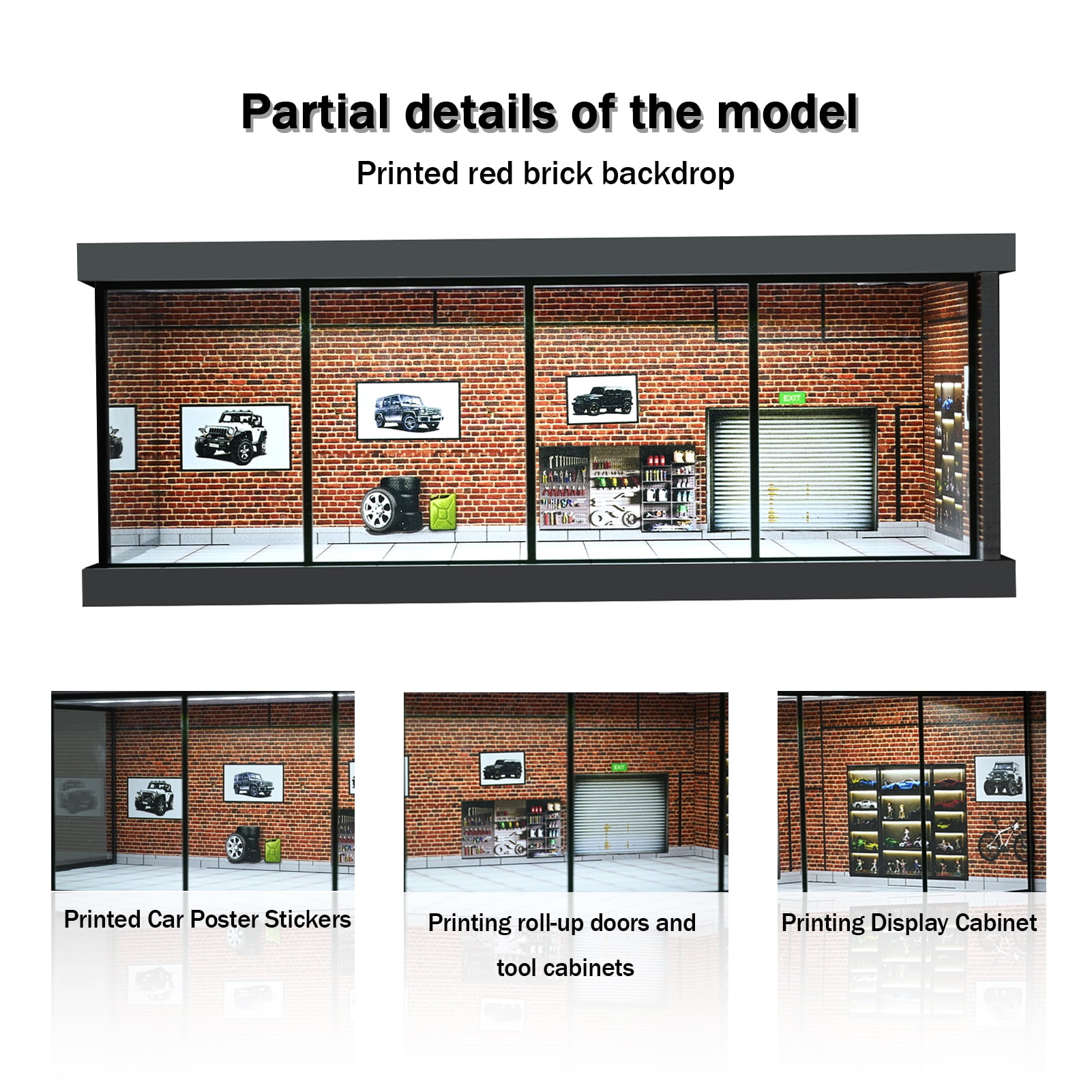 1/64 Scale Diorama Car Garage Display Case, Parking Lot Scene Model With LED Lighting, Adults, Men, Boys, Teens, Model Car Enthusiasts