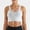White, variant on Women's Strappy V Neck Sports Bra Top with Wide Shoulder Bands and Soft Stretch Fabric - Medium, Green