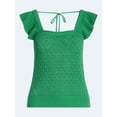 thumbnail image 6 of Free Assembly Women's and Women's Plus Square Neck Cotton Sweater with Flutter Sleeves, Sizes XS-4X, 6 of 6