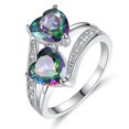 thumbnail image 3 of Anillo de corazón de circonita colorida con incrustaciones, anillo de moda para mujer, joyería de deseos, adecuado para ocasiones especiales, diseño unisex, 3 of 4