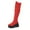 Red, variant on vauyc Kitten Heel Boots Wide Calf Boots for Women Knee High Boots Leather Winter Riding Boots with Side Zipper for Outdoor Comfort and Warmth