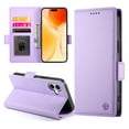 thumbnail image 5 of Compatible with iPhone 16 Wallet Case, Classic PU Leather Flip Folio Case with Card Holders Kickstand [Shockproof TPU Inner Shell] Phone Cover for iPhone 16, Purple, 5 of 7