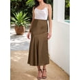 thumbnail image 2 of DARING DIVA Women's Satin High Waist Flowy Elegant Mermaid Maxi Skirts S Brown, 2 of 6