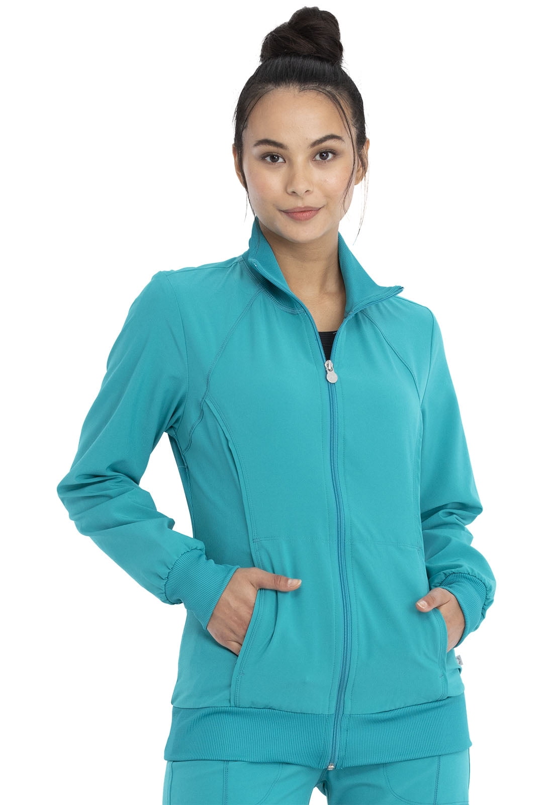 Teal Blue Cherokee Scrubs Infinity Zip Front Jacket 2391A TLPS Antimicrobial 