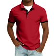 thumbnail image 2 of Yifymode Men's Spread Collar Short Sleeve Polo Shirt, Contrast Trim Soft Knit Lightweight Casual Top Wine L, 2 of 4