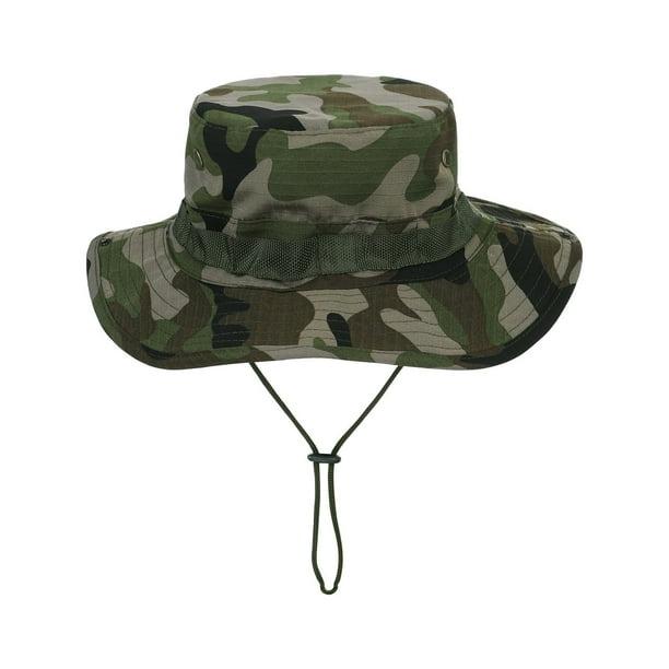 Fdelink Sombrero de pescador ajustable de camuflaje para exteriores para hombre, verde