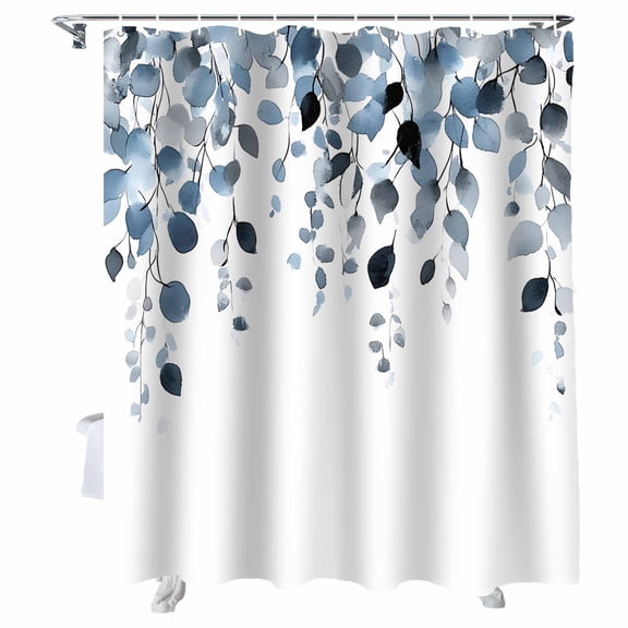 Shower Curtains Eucalyptus Leaf Bath Curtain Blue Leaves Waterproof Bathroom Shower Curtain Set with Hooks Decoration 36 x 72 Inches