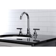 thumbnail image 4 of Kingston Brass FSC8921CML Manhattan Two-Handle 3-Hole Deck Mount Widespread Bathroom Faucet with Brass Pop-Up in Polished Chrome, 4 of 8
