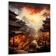 thumbnail image 2 of Designart "Ancient Dynasty Landscape I" China Art Metal Wall Art - People Orange Global Living Room Wall Art, 2 of 6