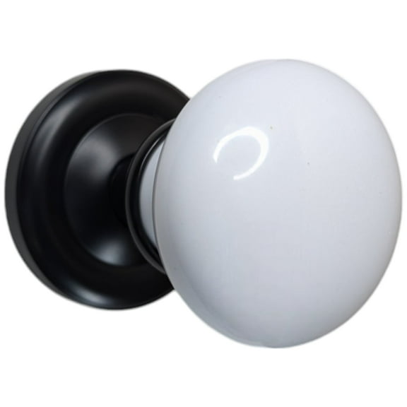 Magnifique Classic Door Set with White Porcelain Knobs (Oil Rubbed Bronze Finish/Passage Function)