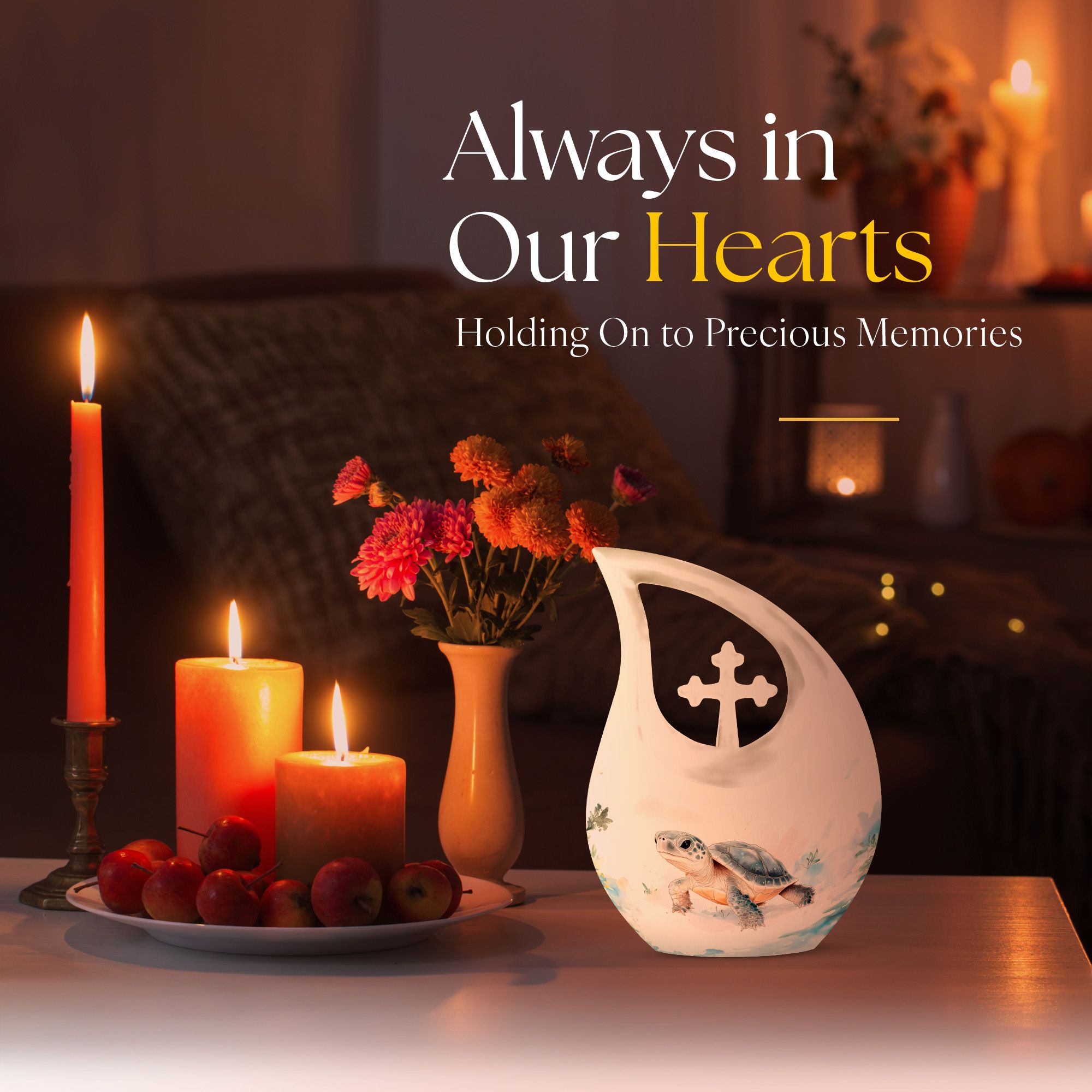 MUKTIVE Tortoise Memorial Large Urns for Human Ashes - Tear Drop Urns for Human Ashes - Large Adult Cremation Urn - White Funeral Decorative for Female & Male - 10 Inch