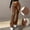 #0218Khaki, variant on Women's PU Leather High Waisted Bell Bottom Flare Pants Party Club Streetwear